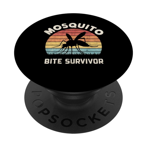 Retro Mosquito Bite Survivor Funny Mosquito Quote Pun PopSockets with