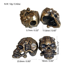 WeBead Bronze Paracord Bead for 550 Paracord DIY Accessories - Brass, Cylindrical, 16x23.6x18.3mm, 0.42oz, 1pc