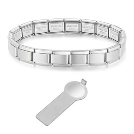 IKOPFLN Italian Charm Bracelet, 9 mm DIY Removable Module for Italian Bracelets, with Removal Tool Stainless Steel Italian Charm Bracelet Charms, Italian Style Charms for Women, multicoloured