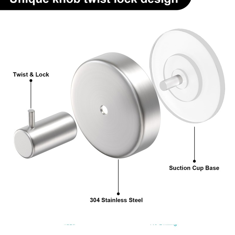 HUFEEOH Suction Cup Hooks for Shower, 2 Pack Wall Hooks