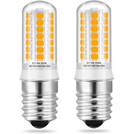 KLG E17 LED Light Bulb 4W 3000K Warm White, Non-Dimmable, 40W Halogen Equivalent, E17 Intermediate Base for Microwave, Range Hood, Refrigerator, Appliance Lighting, 2 Pack