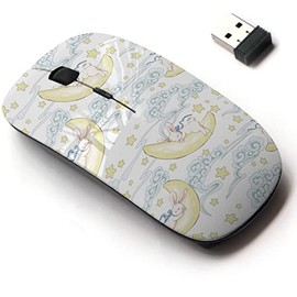 CJCBROES 2.4G Wireless Mouse with Cute Pattern Design for All Laptops and Desktops with Nano Receiver - Cute Sleeping Bunny