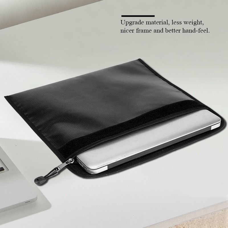 Black Fireproof Document Bag Cross Section Passport Money Certificates Keeping