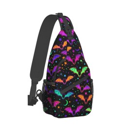 Qceqkul Colorful Bat Sling Bag Women Men Multifunction Sling Backpack Waterprooof with Adjustable Strap Crossbody Bag Travel Hiking