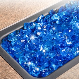 GASPRO 10 lbs Fire Glass for Propane Fire Pit, 1/2-Inch Decorative Fireplace Glass Rocks for Fire Pit Table, Turquoise