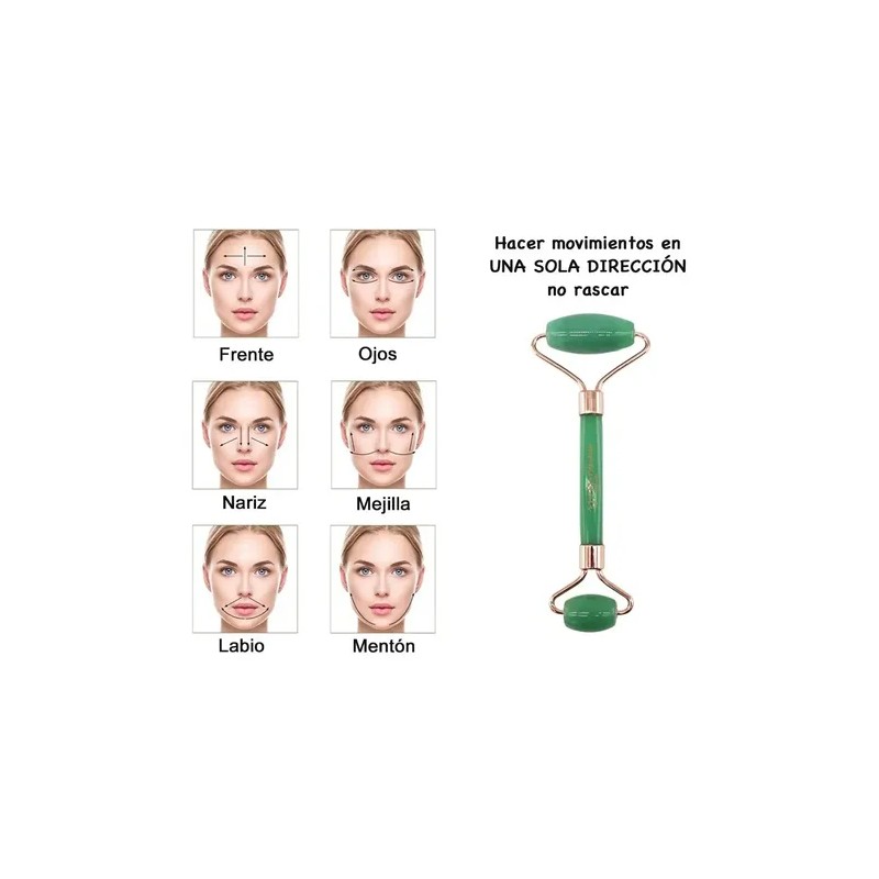 Kit Rodillo De 100 Jade Y Gua Sha Masaje Facial