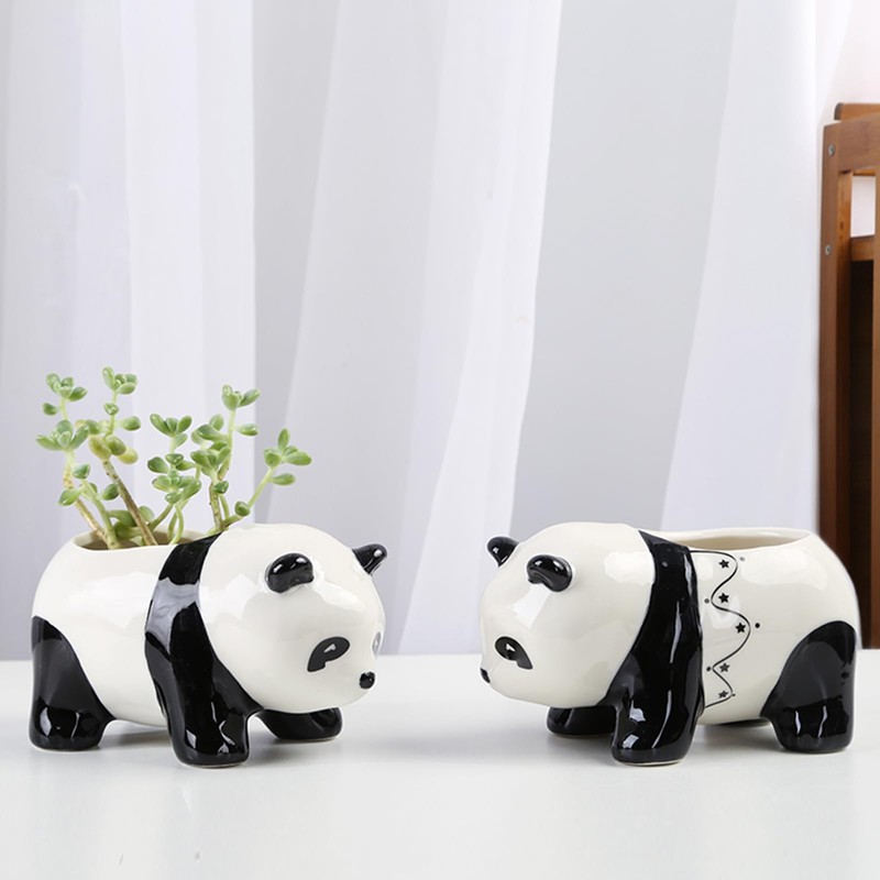 Half Forest Panda Ceramic Flower Pot Succulent Pots Creative Cartoon