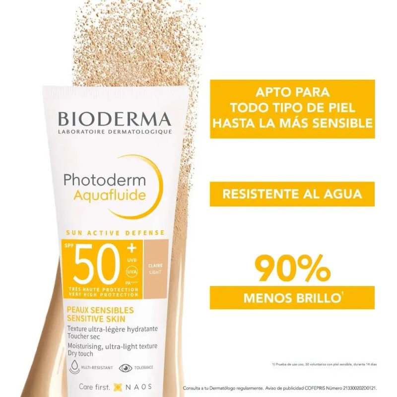 Protector solar Bioderma Photoderm FPS 50 MAX Aquafluide Tono Claro