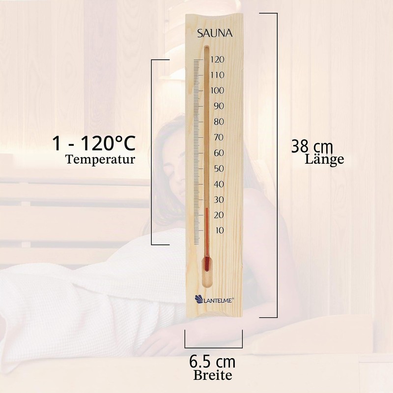 Lantelme Wooden Sauna Thermometer 38 cm Temperature up to 120