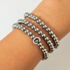 Impurain Silver Initial Cute A-Z Stretch Bead Stackable Bracelet with