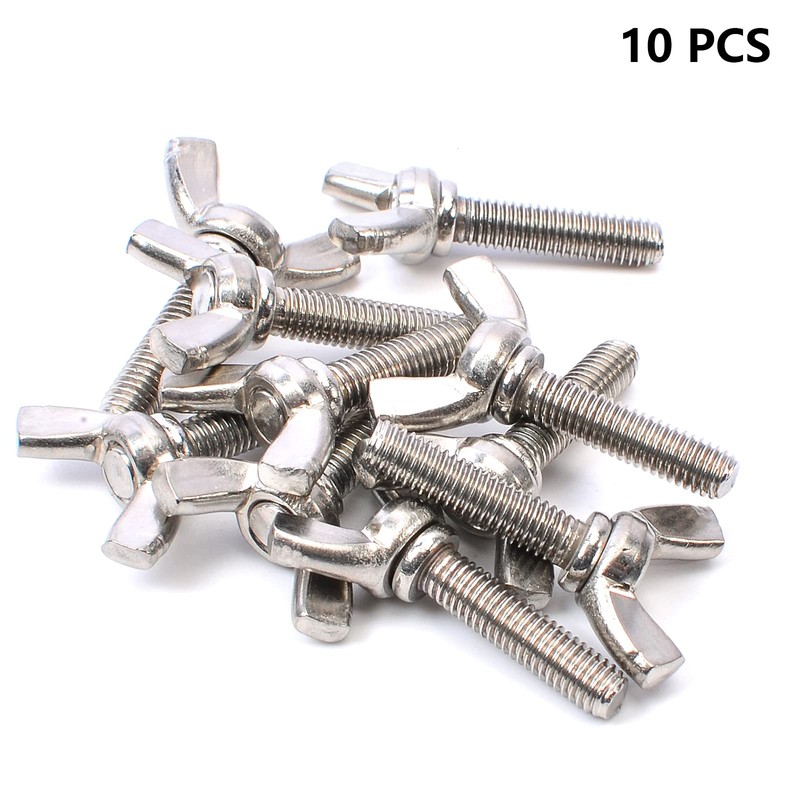 10pcs Wing Bolt Wing Screw M6 (6mm x 25mm) Stainless
