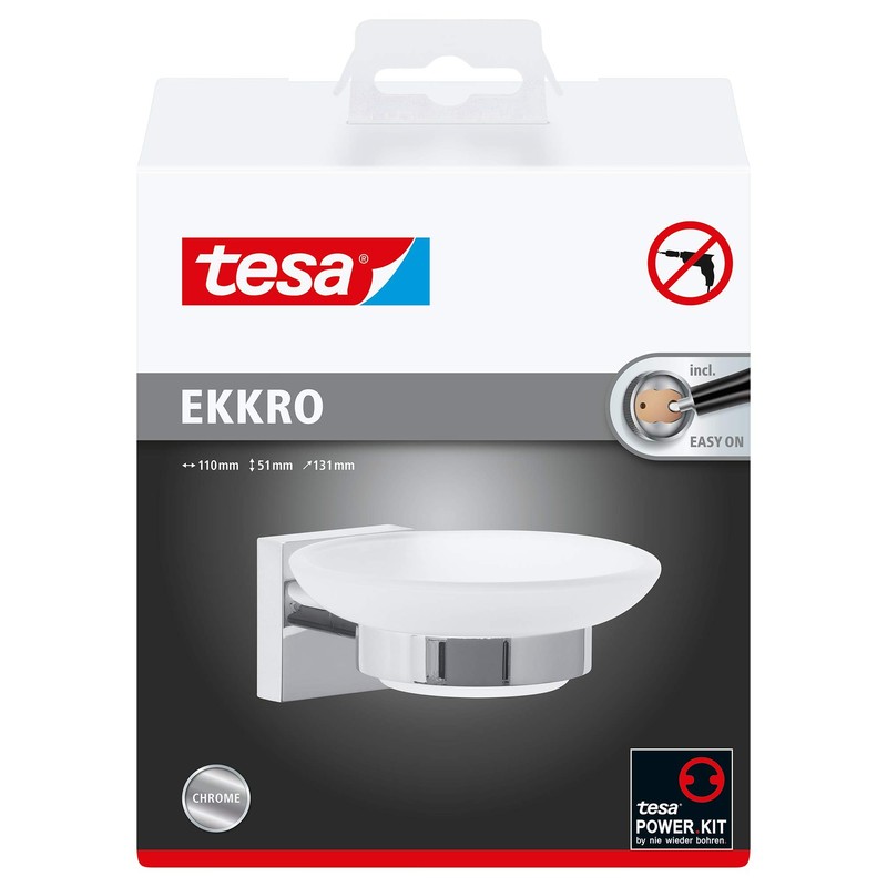 tesa EKKRO Soap Holder - No Drill Wall Mounted Satined