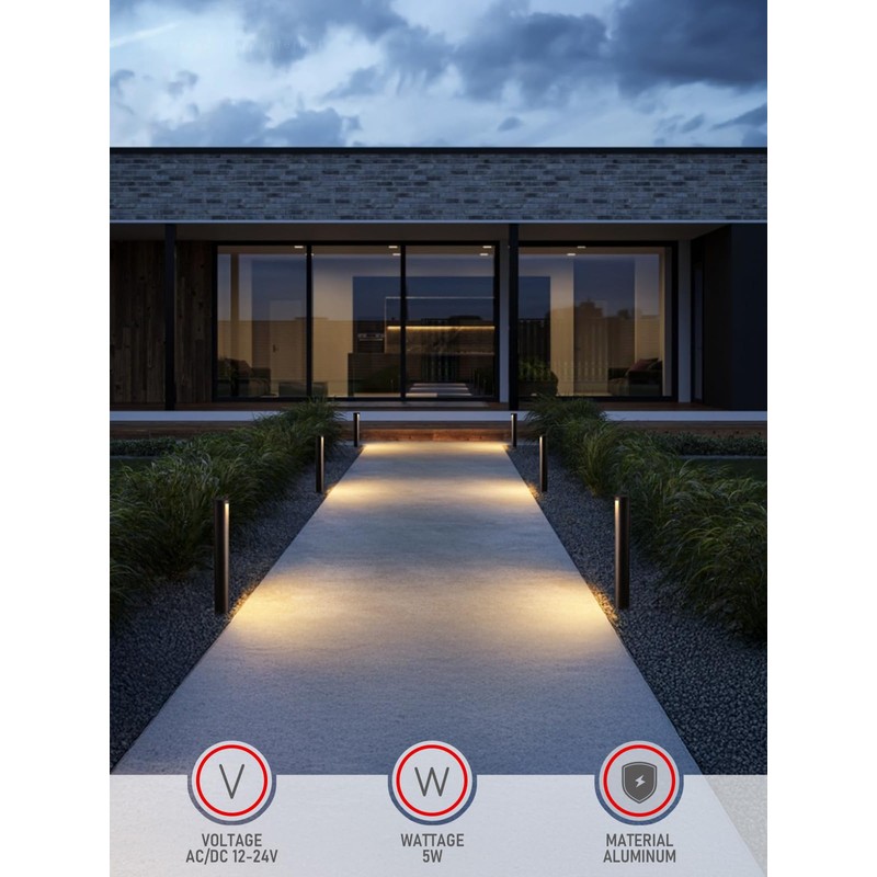 LEONLITE Low Voltage Landscape Lights 5CCT, 5W Anti-Glare LED Pathway