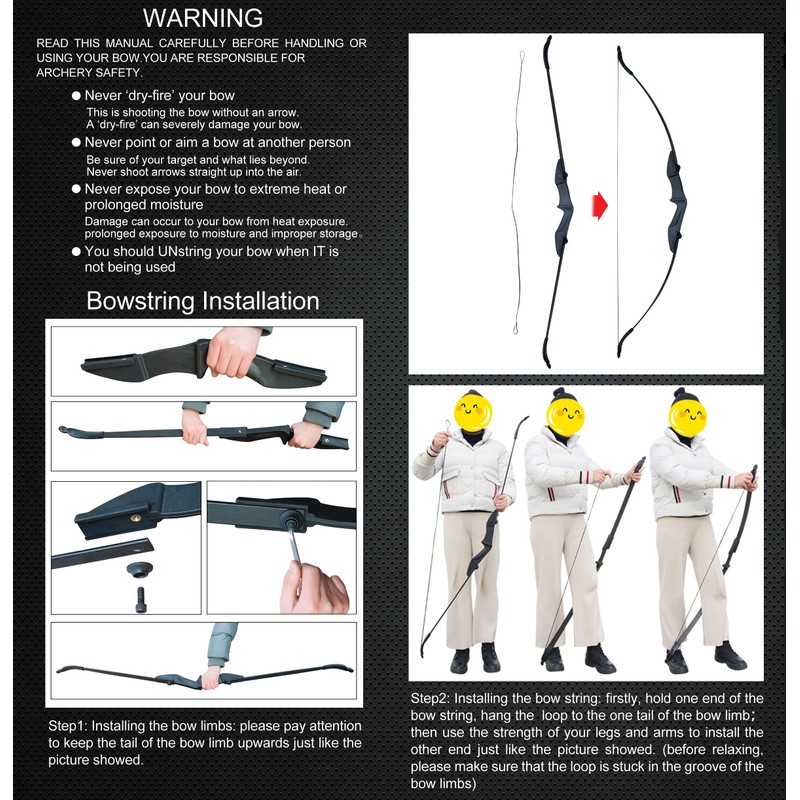 Tongtu Recurve Bow Right and Left Handed,Takedown Bow and Arrows