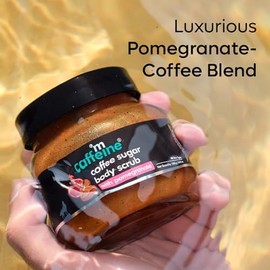 mCaffeine Coffee Sugar Body Scrub with Pomegranate - Body Wash Reduces Scars - Nourishing Blend of Coffee and Brown Sugar - All Skin Types - 250 g