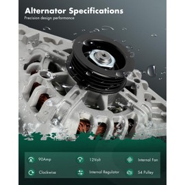 SCITOO SCITOO Alternator Fit for Hyundai for Elantra 2007-2012, for Kia for Soul 2010-2011, Spectra 2007-2009, Sportage 2007-2010- 12V 90Amp CW S4 Pulley Class, Replace OE# 11311