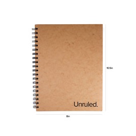 Unruled Notebook, 70 Sheets, 10.5" x 8", Heavyweight 60# Paper, Unlined Plain Sheets for Visual Notetaking, Environmentally Sustainable (Case of 12)