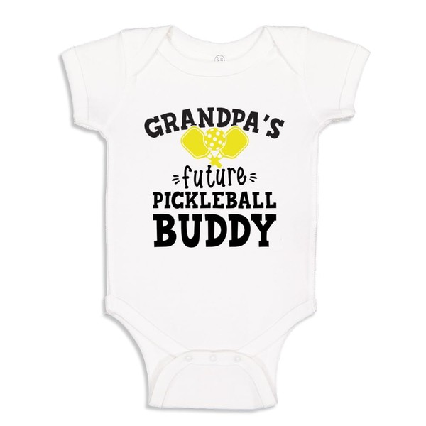 Grandpa's Future Pickleball Buddy Baby Bodysuit One Piece NB White