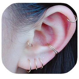 Small Gold or Sterling Silver Huggie Hoop Earrings for Women Girls Cartilage Nose Helix Tragus (Gold- Filled, 11mm 22 gauge / 1 pair)