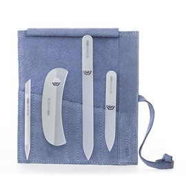 GERmanikure Gray Crystal Glass Nail File Set with Suede Case