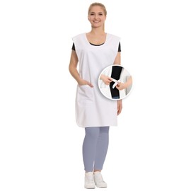 ZOLLNER Throw Apron – Durable Clothing Protector in White – Universal Size – Mixed Fabric – with Practical Press Studs and Side Pocket – Washable up to 95 °C – Oeko Tex Certified