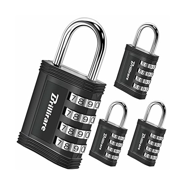 4 Pack Combination Lock, 4-Digit Waterproof Padlock, Zinc Alloy Outdoor