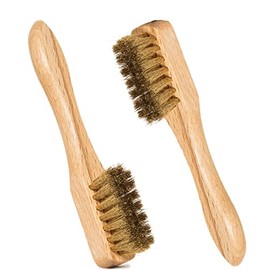 Kombi - Set of 2 brushes cleaning shoes and suede with brass bristles and wooden handle