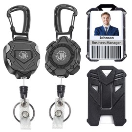 JNOMOW Heavy Duty Retractable Keychain and Badge Holder Set (2-Pack Keychain and Card Holder Set)