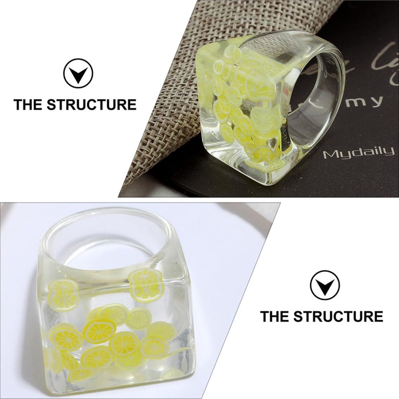 WRITWAA 1 x Fruit Ring Boho Beach Rings Chunky Acrylic