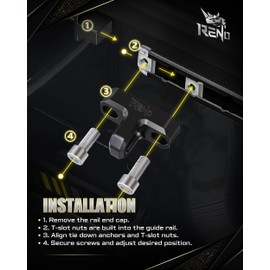 RENO Tie Down Anchors, Aluminum Bed Rail Cleats for Cargo Trailer Compatible with 2022-2025 Maverick / 2023-2025 F-150 Raptor Bed Box Tie down Bracket Fixing Hook, Replaces NZ6Z26000A64A (Black, 2PCS)