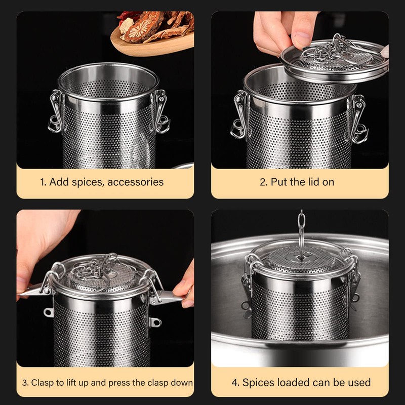 Stainless Steel Seasoning Bag, Filter Seasoning Strainer with an Extended