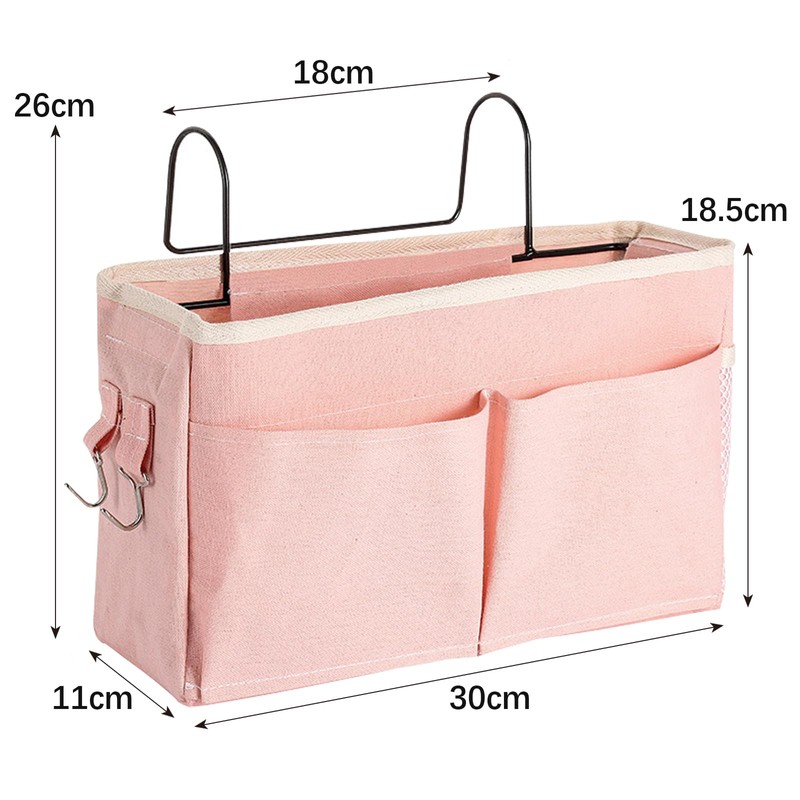CHUNLINLAODA Canvas Bedside Hanging Storage Pockets Dorm Bed Organizer with