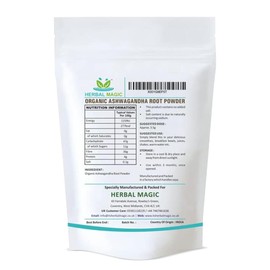 Herbal Magic's Organic Ashwagandha Root Powder - Rich Flavoured Smoothies, Shakes, Juices, Baking, Soups - Free from Fillers & Preservatives - of&G UK Organic Certified - 100g