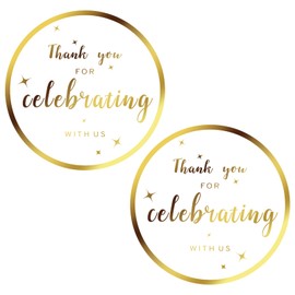 joycraft Thank You for Celebrating with Us Stickers, 120Pcs Thank You Stickers, 2 Inch Gold Gift Stickers for Envelope Seals, Gift Wrap and Party Favor