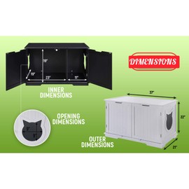 Sweet Barks X-Large Designer Cat Washroom Storage Bench Cat Litter Box Enclosure Furniture Box House with Table (White)