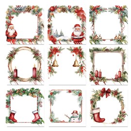 9 Pieces Christmas Sticky Notes 3x3 Inch Cute Christmas Wreath Note Pads Adesive Winter Xmas Wreath Memo Notes for School Office Home Supplies Students Teachers Winter Christmas Holiday Gift