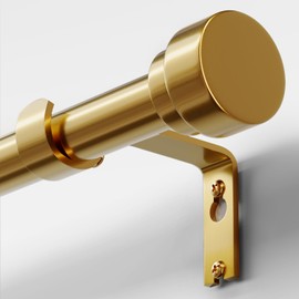 Oneach Heavy Duty Curtain Rods for Windows 48 to 84 Inch, 1 Inch Brass Gold Curtain Rod, Adjustable Length Rod with Metal Finials, Modern Decorative for Bedroom Kitchen Living Room (16 to 88 Inch)
