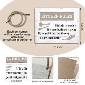 Kitchen Utensils Printed Wood Sign Wall Art - Kitchen Rules, Indoor Wall Hanging Home Business Decor Wooden Plaque, Rustic Wood Door Sign Shared Kitchen Hotel Dining Room New House Gift -10