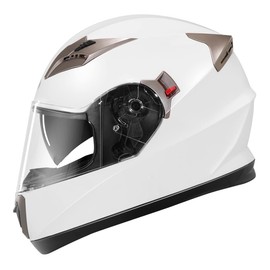 YEMA Motorcycle Full Face Helmet DOT Approved Helmet YM-829 Motorbike Moped Street Bike Racing Casco Moto Helmet with Sun Visor for Adult,Youth Men and Women - White,XXL