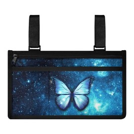Gomyblomy Butterfly Galaxy Wheelchair Side Pockets Practical Storage Pouch for Walker Rollator Scooter Electric Wheelchairs, Portable Wheelchair Accessories for Senior