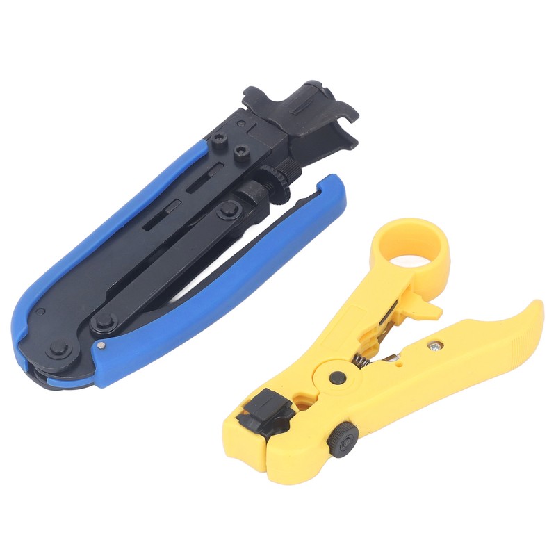 Coax Crimper Tool Kit for Cable Compression with Stripping Tool