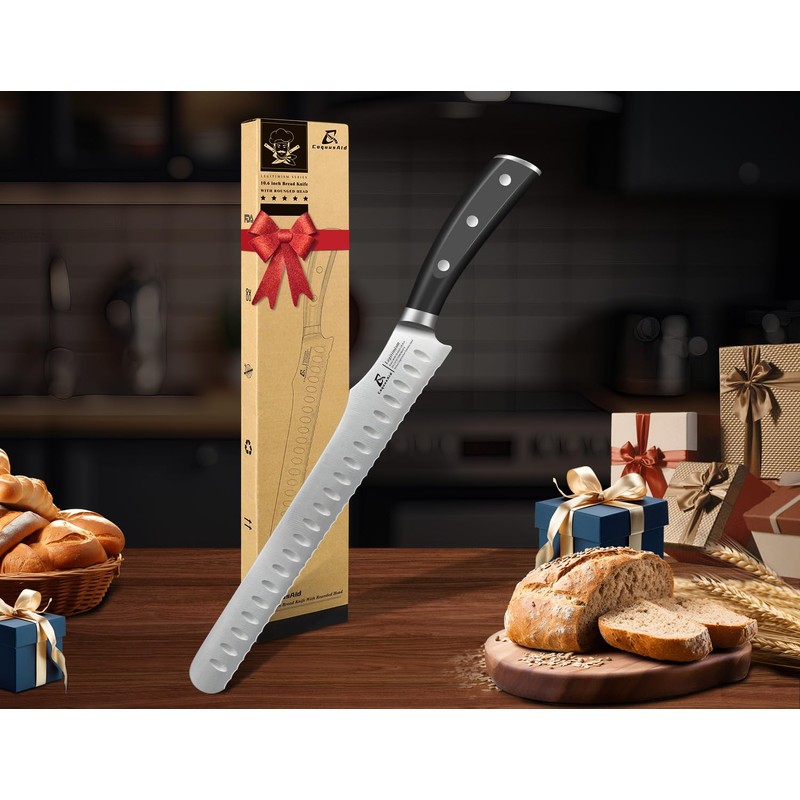 CoquusAid Bread Knife for Homemade Bread, 10.6 Inch Multifunction Serrated