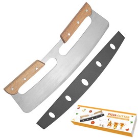 pizza cutter pizza cutter rocker 14 inch stainless steel pizza cutter with cover (Double wooden handle)