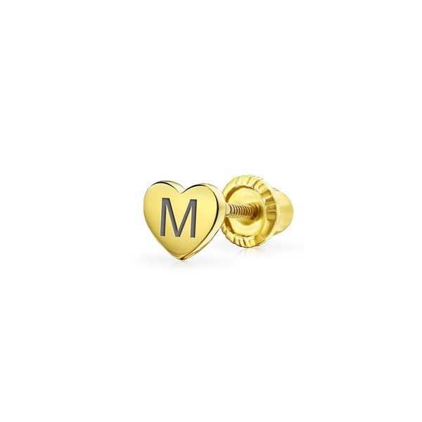 Personalized Initial Letter M Tiny Minimalist Real 14K Gold Helix