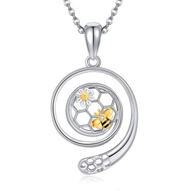 YAFEINI Ring Holder Necklace Sterling Silver Bee Necklace Wedding Engagement Ring Keeper Necklaces for Women Birthday Gift for Wife