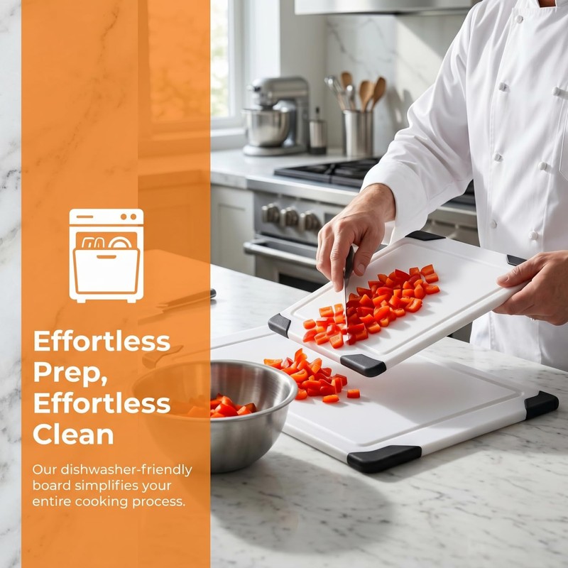 Plastic Cutting Boards for Kitchen, Cutting Board Dishwasher Safe Chopping