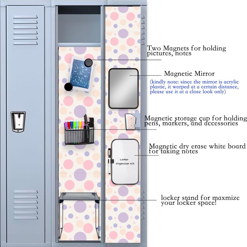 Svartur Black Locker Organizer Kit with Shelf, Shelf, Mirror, Pen