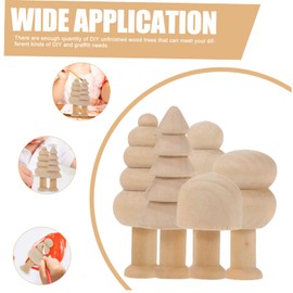 Operitacx 10pcs Unfinished Wooden Mini Trees DIY Craft Supplies Flat Smooth Surface for Desktop Party Decorations Easter Centerpiece Creative Home Decor