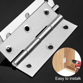 20 Folding Hinges, Piano Hinge Hinges, Small, Made of Stainless Steel Door Hinges, with 120 Screws, Suitable for Windows, Doors and Cabinets (44 mm x 30 mm)