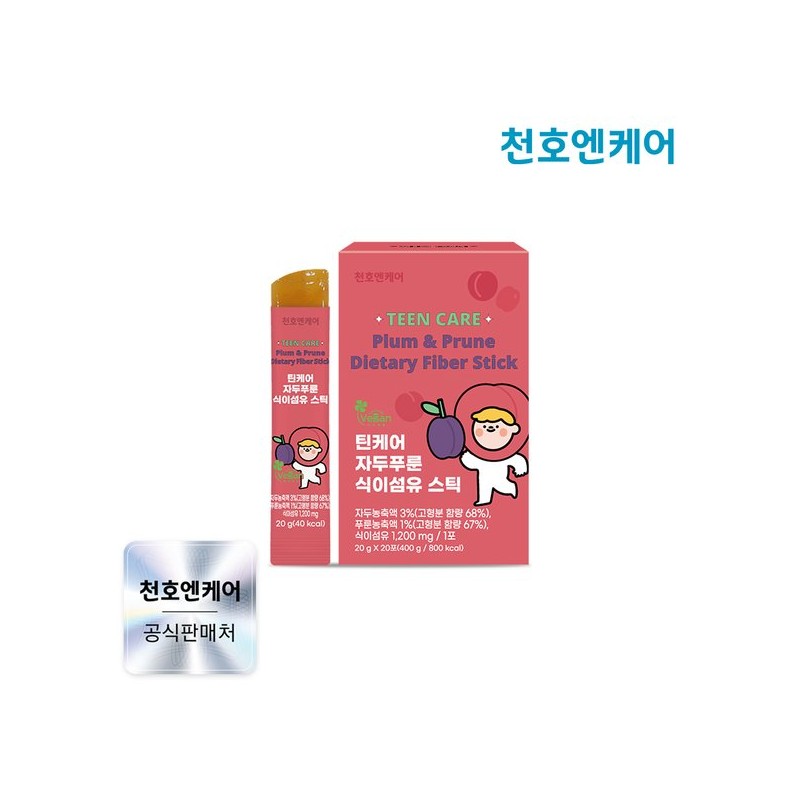 Cheonho Encare [천호엔케어] 틴케어 자두푸룬 식이섬유 스틱 20g 20포 1박스